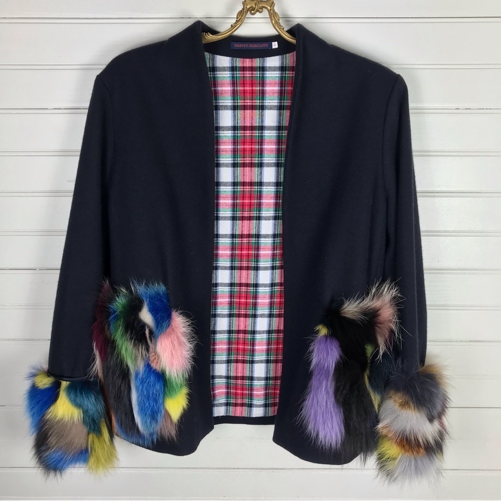 Harvey Faircloth Jacket With Multicolor Fox Fur